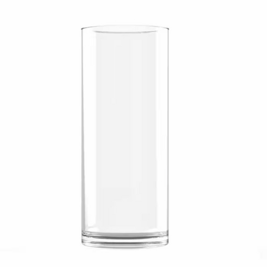 Clear glass vase on a white background