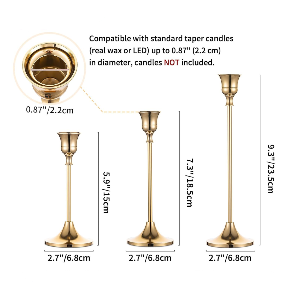 Gold Taper Holder Set of 3