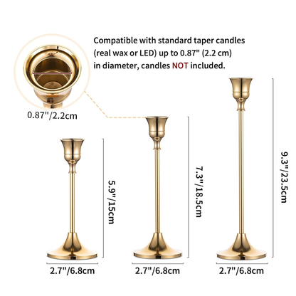 Gold Taper Holder Set of 3