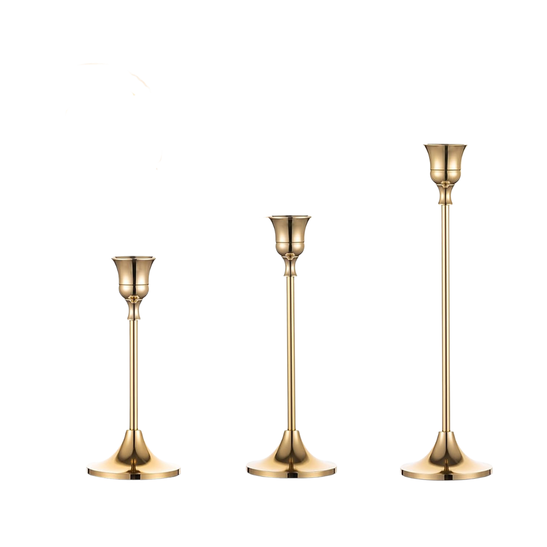 Gold Taper Holder Set of 3