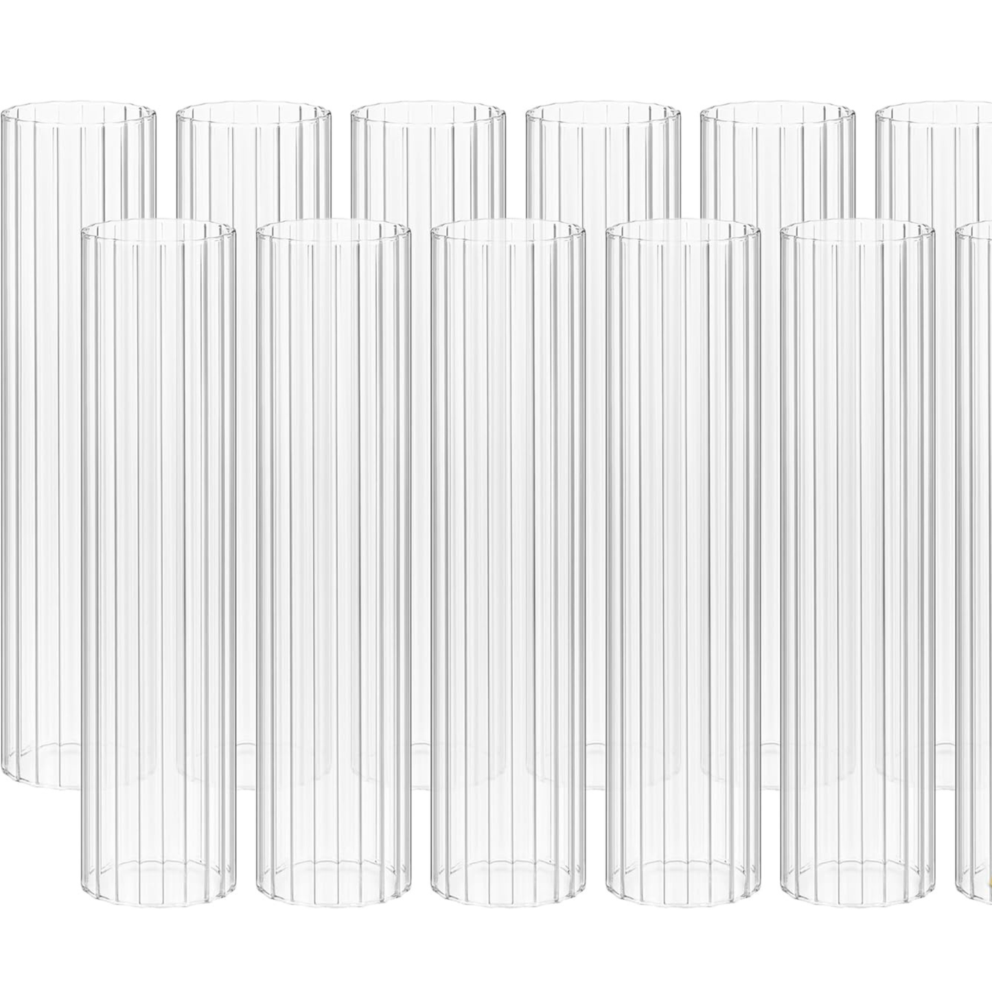 Clear plastic cups with straws on a white background