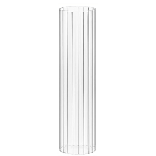 Clear cylindrical vase on a white background